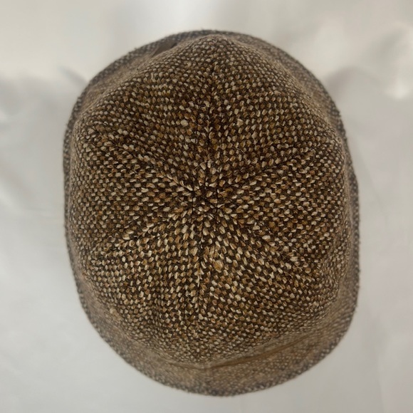 Brown Tweed Cloche Wool Panel Bucket Hat Ribbon Bow Trim Heathered Lined Women’s - Picture 10 of 15